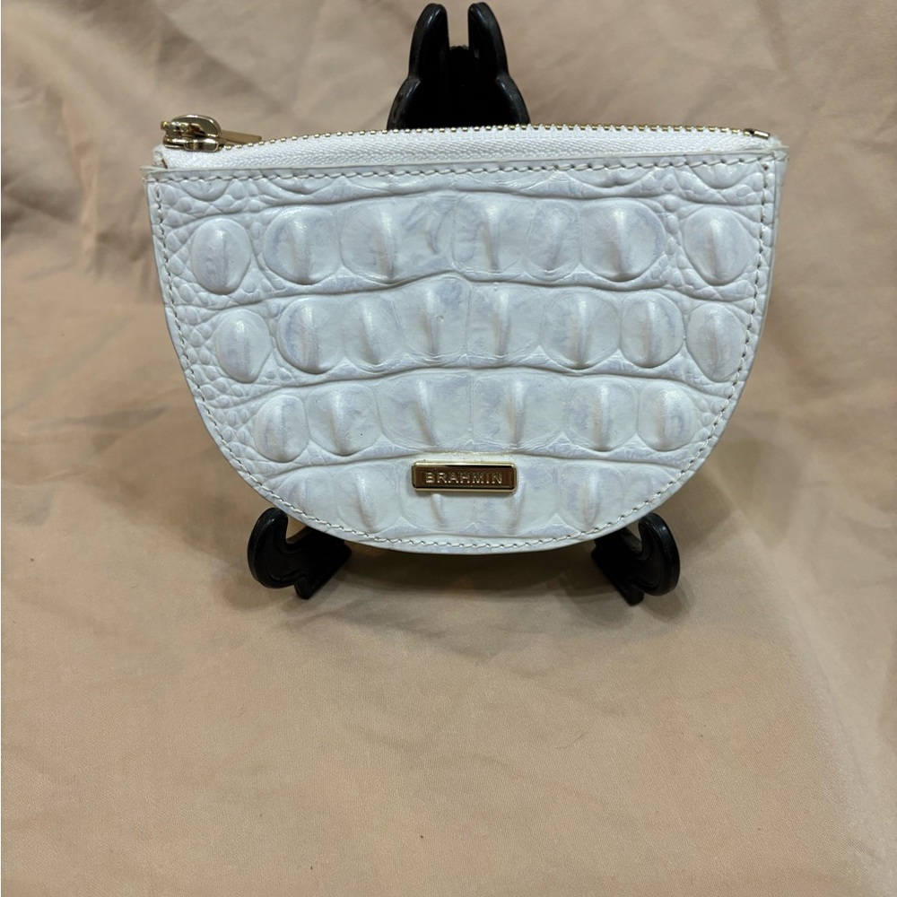 Brahmin White Embossed Cosmetic Case